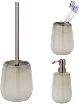 SCHÖNER WOHNEN-Kollektion Badaccessoire-Set »Marano«, Set, 3 tlg., Zahnputzbecher, Seifenspender & WC-Garnitur, Keramik mit Effektglasur