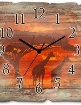 Artland Wanduhr Herde von Giraffen im Sonnenuntergang (wahlweise mit Quarz- oder Funkuhrwerk, lautlos ohne Tickgeräusche)