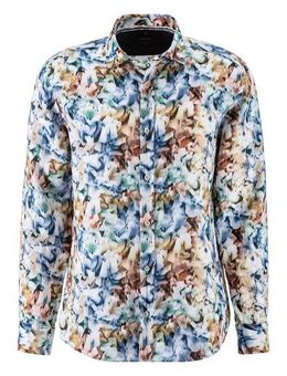 OLYMP Leinenhemd Casual mit modischem Alloverprint