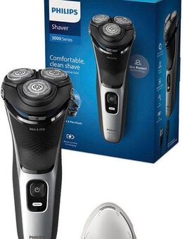 Philips Elektrorasierer Shaver Series 3000 S3143/00, Aufsätze: 1, ausklappbarer Präzisionstrimmer, 5-dimensional bewegl. Flex-Scherköpfe, Schutzkappe