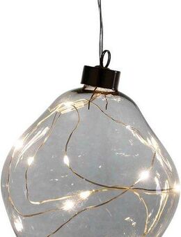 Leonique Dekokugel Birdelle, Weihnachtsdeko mit LED Beleuchtung, in organischer Form (1 St), Ø ca. 12 cm, Christbaumkugeln, organische Kugeln aus Glas