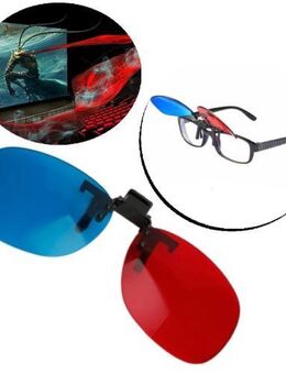 3D Brille ohne Rahmen Kino Clip Überbrille Klicksystem Brillen Aufsatz Rot Blau  9,90 €* - Villingen-Schwenningen