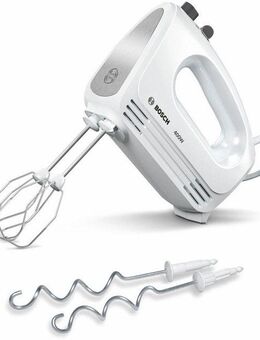 BOSCH Handmixer CleverMixx MFQ24200, Edelst. Rührbesen/Knethaken, 4 Stufen, weiß, 400 W, Auswurftaste, leichtes Gehäuse, Made in Europe