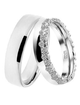 DOOSTI Trauring Schmuck Geschenk Silber 925 Trauring Ehering Partnerring LIEBE, wahlweise mit oder ohne Zirkonia