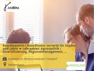 Koordinatorin / Koordinator (m/w/d) für Studium und Lehre  Lehrgebiet: Agrarpolitik / Diversifizierung, Regionalmanagement, Ländliche Entwicklung - Weidenbach (Bayern)