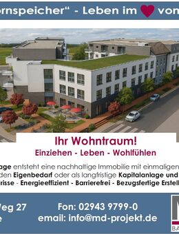 Neues Wohnquartier ALTER KORNSPEICHER - KOMFORTABLE Eigentumswohnung mit BALKON gen SÜD-WEST - Welver