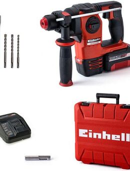 Einhell Akku-Bohrhammer HEROCCO Kit +5, Inkl. Akku 18V/3Ah, Ladegerät, Bit- Adapter, Bohrer, Meißel und Koffer