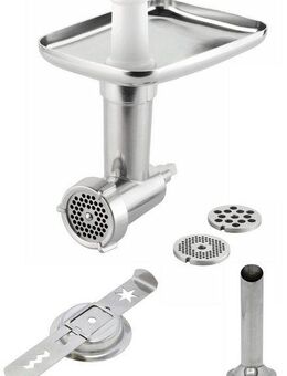 grossag Fleischwolfaufsatz KFW 5 Set 1386, Zubehör für alle KitchenAid-Küchenmaschinen, mit Wurstfüll-Vorsatz und Spritzgebäck-Vorsatz