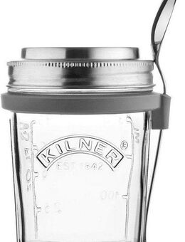 KILNER Vorratsglas, Edelstahl, Glas, (1-tlg), für Jogurth, Quark, inkl. Edelstahllöffel, 350 ml