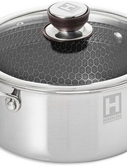 HENSSLERS Kochtopf, Edelstahl (2-tlg), Ø 20 cm, 2,8 Liter, 3-Schicht Material mit Wabenstruktur, Induktion