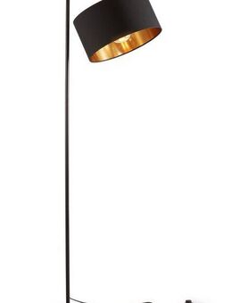 B.K.Licht Stehlampe BKL1419 Stehleuchte Vintage, mit Fußtaster, Lampenschirm aus Stoff, ohne Leuchtmittel, max. 40 Watt, Wohnzimmerlampe, Industrial, 25x145 cm, Schwarz-Gold