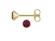 1 Paar Kelch-Ohrstecker mit echt Rhodolit 4 mm,, Gelbgold 333/-, 8k, - Essen
