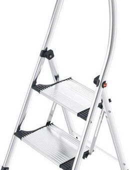 Hailo Klapptritt Trittleiter - K100 TopLine, aus Aluminuim und Kunststoff (1-St., Treppenförmige Stufen-Anordnung für schienbeinschonende Nutzung), mit Treppenförmiger Stufen-Anordnung, belastbar bis max. 150 kg