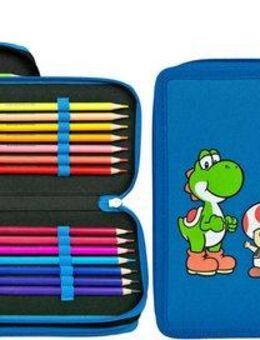 Scooli Federmäppchen Tripledecker, Super Mario, befüllt, inklusive Geodreieck