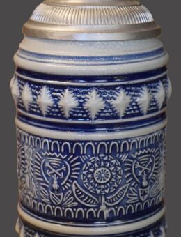 Bierkrug mit Zinndeckel , Steinzeug , Füllmenge 0,5Liter , Krug von Gerz , Höhe 19cm , K7 - Görlitz