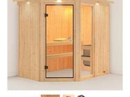 Karibu Sauna Frigga 1, BxTxH: 210 x 165 x 202 cm, 68 mm, (Set) 9-kW-Ofen mit integrierter Steuerung