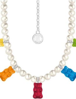 THOMAS SABO Kette mit Anhänger THOMAS SABO x HARIBO Schmuck: Perlenkette mit Goldbären, mit Kristallglas, Zirkonia (synth) - mit Süßwasserzuchtperle