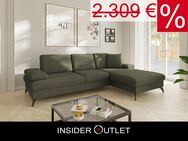 Kleines Ecksofa 247x171cm Cord Olive Grün im Skandi Design - Köln