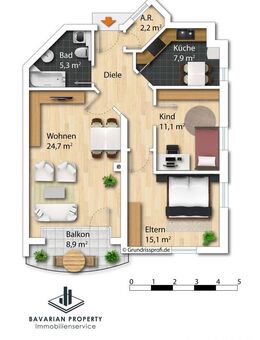 SR: Helle 3-Zimmerwohnung mit Balkon und Parkplatz - Straubing