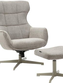INOSIGN Drehsessel DEGAN Ohrensessel mit Hocker im Set, Relaxsessel mit 360-Grad-Drehfunktion u. Hocker, Webstoff