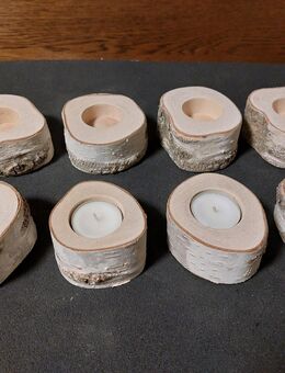 Kerzenhalter, Birke masiv, zur Dekoration, (für Teelichter) - Frittlingen