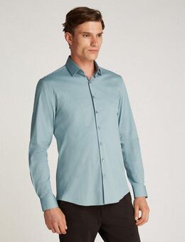 Calvin Klein Businesshemd POPLIN STRETCH SLIM SHIRT mit Kentkragen, Logoprint auf Brusthöhe