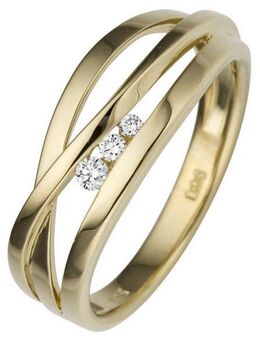 JOBO Diamantring, breit 585 Gold mit 3 Diamanten