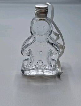 Glasflasche Schneemann Glas Vase 12cm hoch 6cm breit mit Deckel Weihnachten - Essen