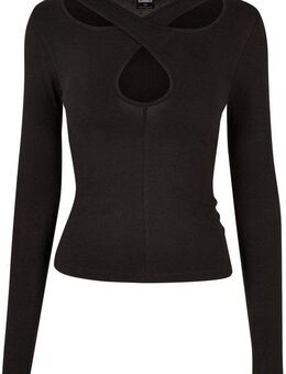 URBAN CLASSICS Longsleeve Urban Classics Damen Ladies Crossed Cut Out Longsleeve (1-tlg)