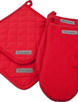 ROSS Topflappen Exclusiv, (Set, 4-tlg), 2x Topflappen und 2x Grillhandschuh, 100% Baumwolle