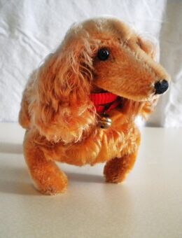 Stoff/Mohair?-Dackel,Alt,ca. 28 cm - Linnich