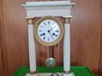Pendel- Portikus- KaminUhr Standuhr Tischuhr weißer Marmor in 63584