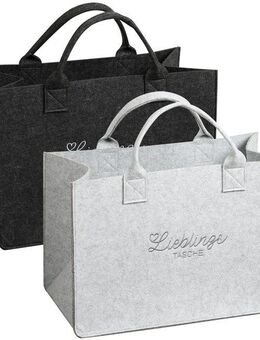KESPER® Henkeltasche Aufbewahrungstaschen „Lieblingstasche“ im 2-er Set, in Filz-Optik (Set, 2-tlg), 2 verschiedene Farben, 100% Polyester, 50x25x34 cm