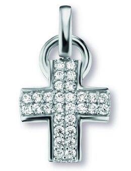 ONE ELEMENT Kettenanhänger Zirkonia Kreuz Anhänger aus 925 Silber, Damen Silber Schmuck