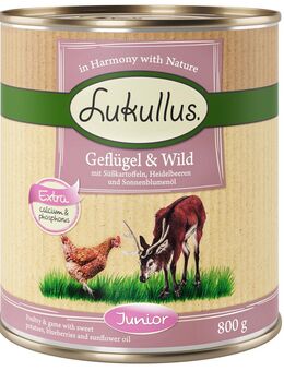 Lukullus Naturkost Junior 6 x 800 g Geflügel & Wild (getreidefrei)