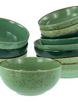 CreaTable Schale Nature Collection, Bowl Set 12-tlg, Steinzeug, (Set, 12-tlg), Handwerklicher Look, Vintage