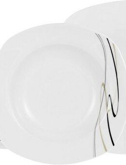 CreaTable Tafelservice Amelie Piazza, Tafel-Service 12-tlg (12-tlg), 6 Personen, Porzellan, Elegant, Schwungvoller Liniendekor