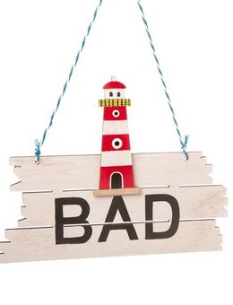 Schönes Türschild Bad mit Leuchtturm - Hamburg