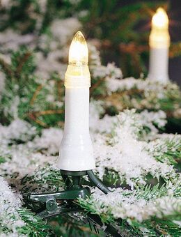 KONSTSMIDE Christbaumkerzen Weihnachtsdeko aussen, Christbaumschmuck, 35-flammig, Baumkette, Topbirnen, teilbarer Stecker, 35 klare Birnen