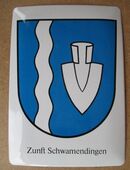 Sächsiilüüte Zunftwappen Schwamendingen 1975 Postkarte aus Blech in 8604