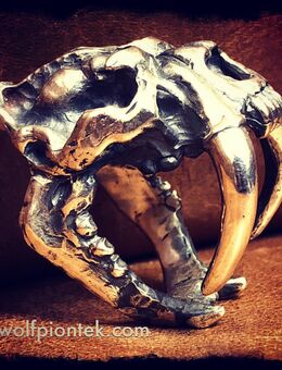 Säbelzahn Tiger Totenschädel Skull 925 Silberring Handarbeit Gr66 - Köln