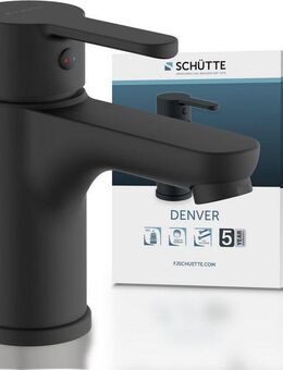 Schütte Waschtischarmatur DENVER Mischbatterie Waschbecken mit Pop Up Abflussstopfen in Schwarz matt