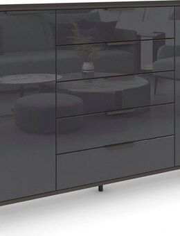 rauch Schubkastenkommode Kommode Türkommode Sideboard Kombikommode FLIPP mit Glasfront (Breite 160/180 cm mit 4 Einlegeböden), 2-trg mit 5 Schubladen und Soft-Close-Funktion, Glasfront, 2 Breiten