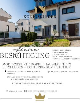 Einladung zur Open-Haus-Besichtigung am Samstag, 15.10.2025 von 11:00-12:30 Uhr - Leinfelden-Echterdingen