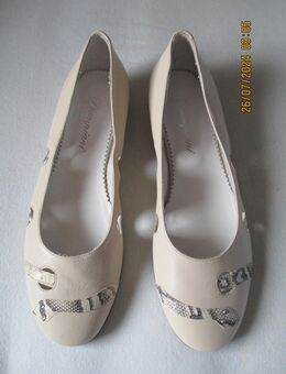 Edle Italienische Design-Ballerinas Nappa-Leder beige Gr. 38 - NP EUR 109! - Rottendorf