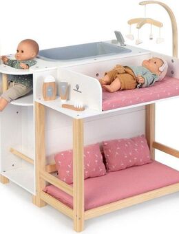 MUSTERKIND® Puppen Pflegecenter Viola, weiß/natur/rosa, aus Holz und Musselin-Stoff