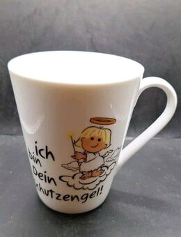 Kaffeebecher Ich bin Dein Schutzengel JES Collection 10cm hoch 9cm Öffnung weiß - Essen