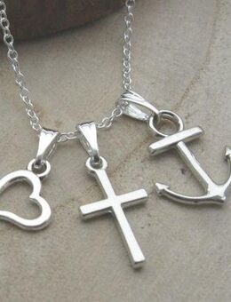 ☝☝☝Halskette, 925 Silber plat. +Anhänger Herz Kreuz, Anker = Liebe, Glaube, Hoffnung, NEU ⭐⭐⭐⭐ - Gersthofen