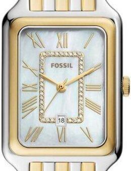 Fossil Quarzuhr RAQUEL ES5305, Armbanduhr, Damenuhr, Perlmutt-Zifferblatt, Datum, Edelstahlarmband