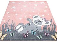 Carpet City Kinderteppich ANIME916, rechteckig, Höhe: 11 mm, Kinderzimmer Teppich Modern mit Mond, Blumen, Wolken, Creme, Multi